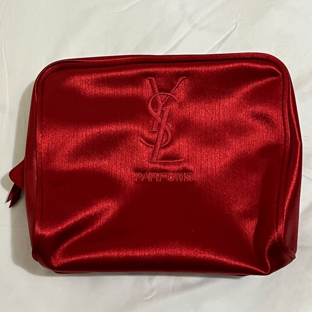 Yves Saint Laurent Luxurious Red Satin Parfums Cosmetic Case